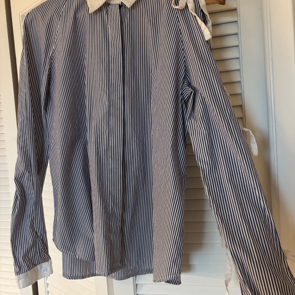 Sandy Liang striped button down long sleeve shirt arm ties - Picture 3 of 7